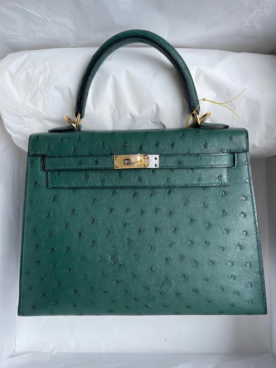 愛馬仕凱莉包包圖片 Hermès Kelly 25cm Ostrich 67 Vert Fonce 祖母綠 金扣