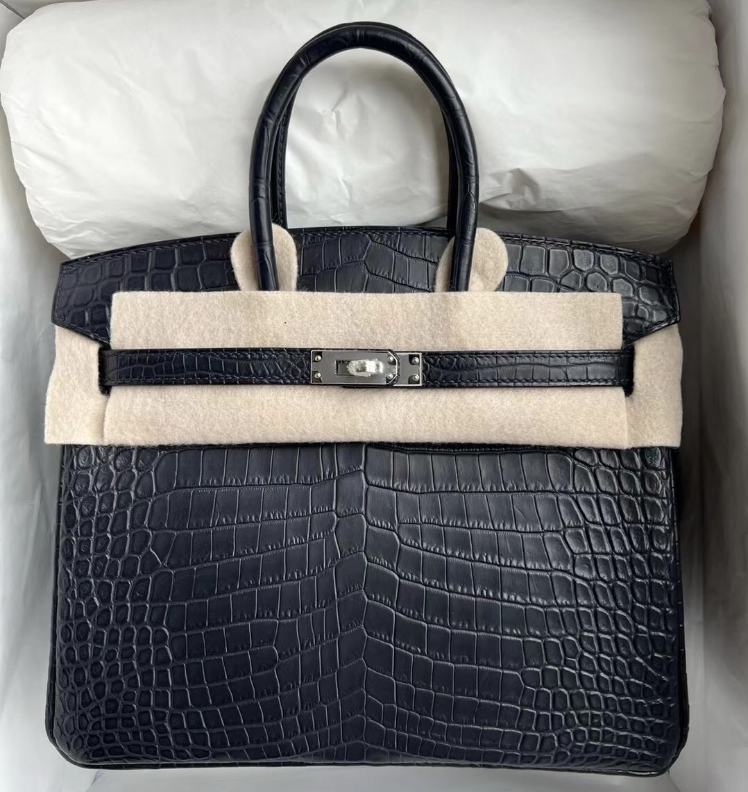 愛馬仕鉑金包官網 香港  Hermès Birkin 25cm 76 深海藍 Blue Indigo 霧面尼羅鱷魚