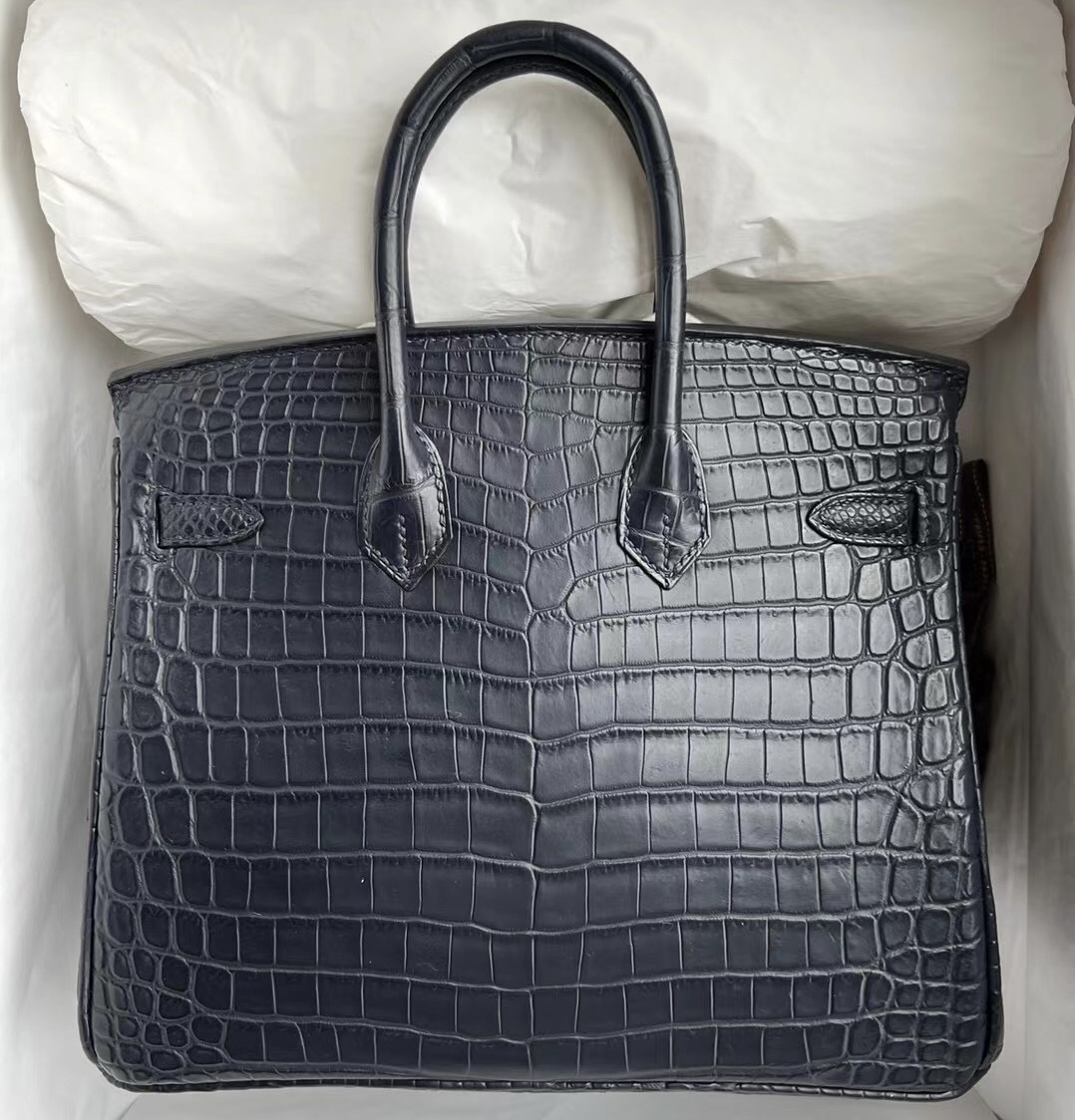 愛馬仕鉑金包官網 香港  Hermès Birkin 25cm 76 深海藍 Blue Indigo 霧面尼羅鱷魚