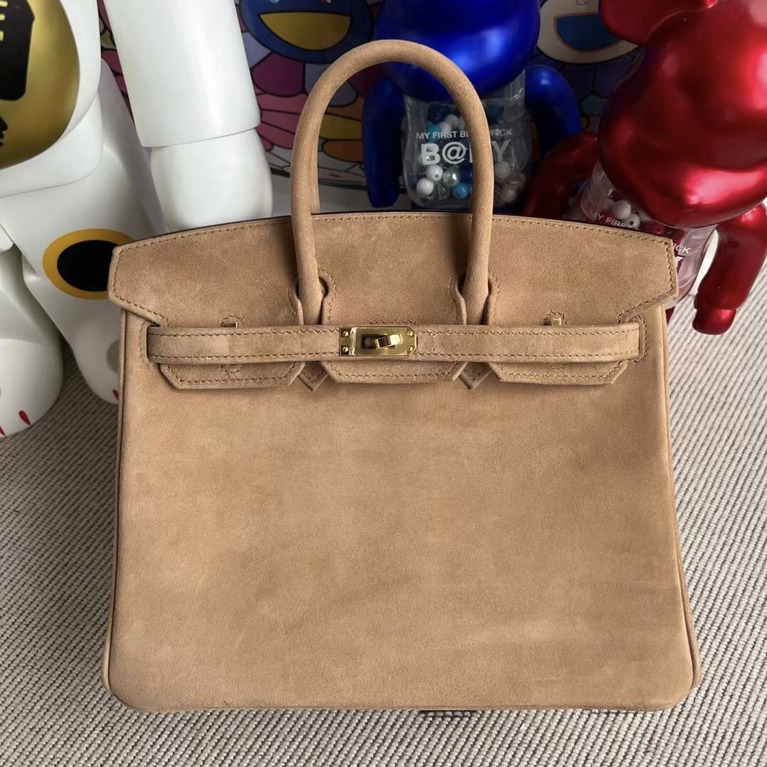 愛馬仕鉑金包臺灣官網 Hermès Birkin 25 Doblis Suede 麂皮 4B 餅幹色 Biscuit