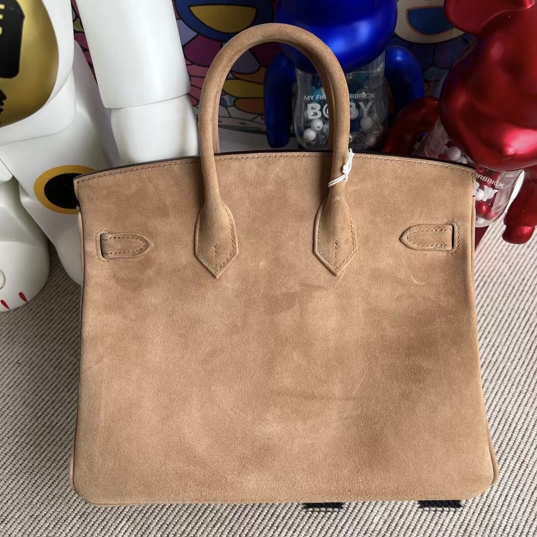 愛馬仕鉑金包臺灣官網 Hermès Birkin 25 Doblis Suede 麂皮 4B 餅幹色 Biscuit