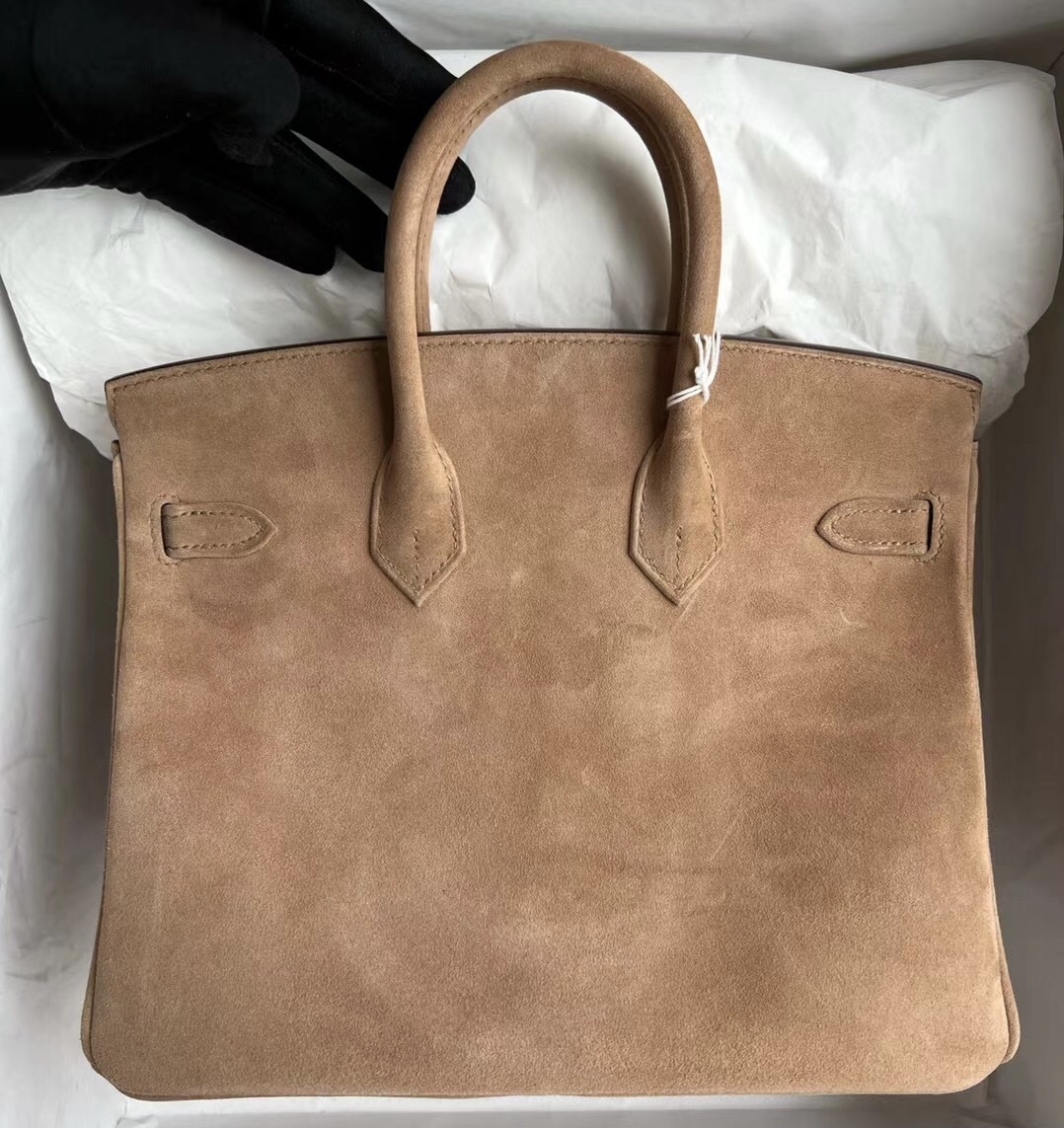 愛馬仕鉑金包臺灣官網 Hermès Birkin 25 Doblis Suede 麂皮 4B 餅幹色 Biscuit