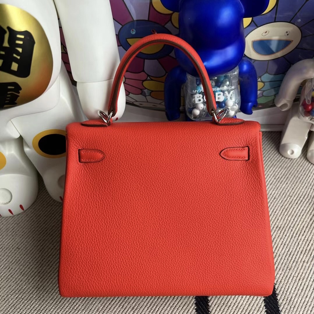 Hermès Kelly 25cm Togo 9T Capucine 火焰橙 銀扣 全手工蜜蠟線縫制