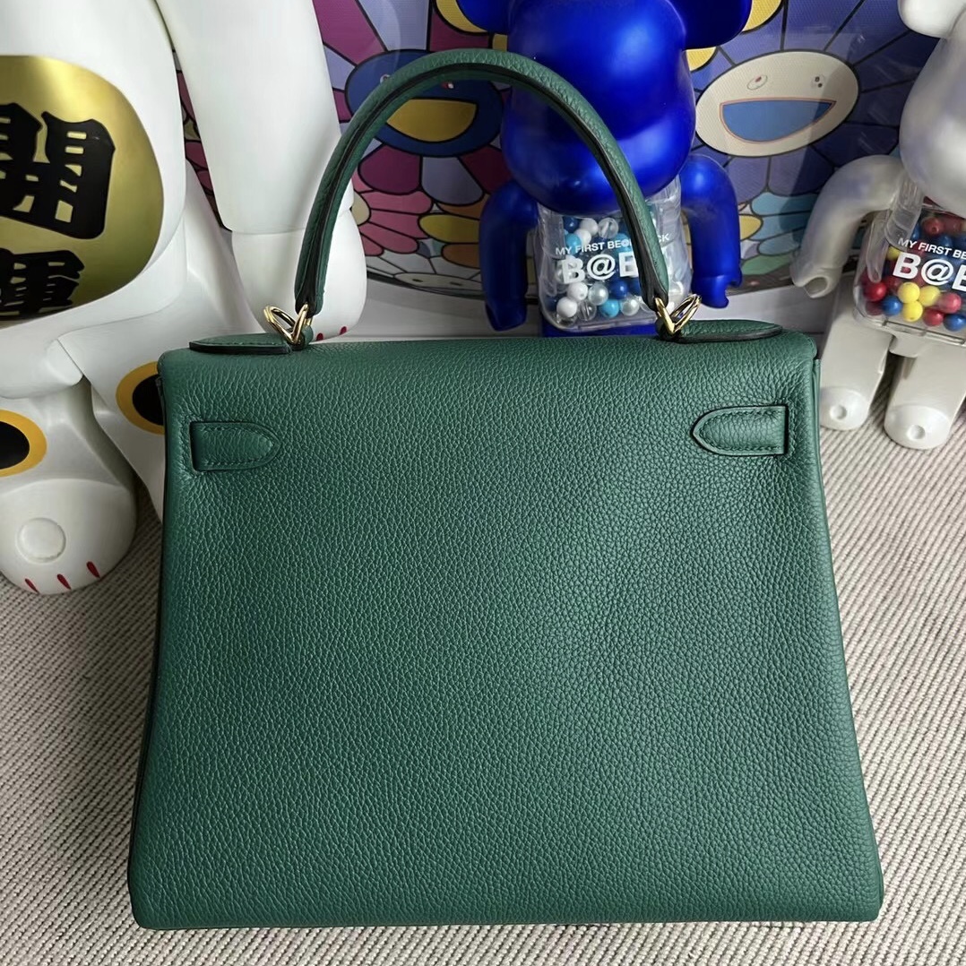 愛馬仕凱莉28包多少錢 臺灣官網 Hermès Kelly 28 Togo Z6 Malachite 孔雀綠