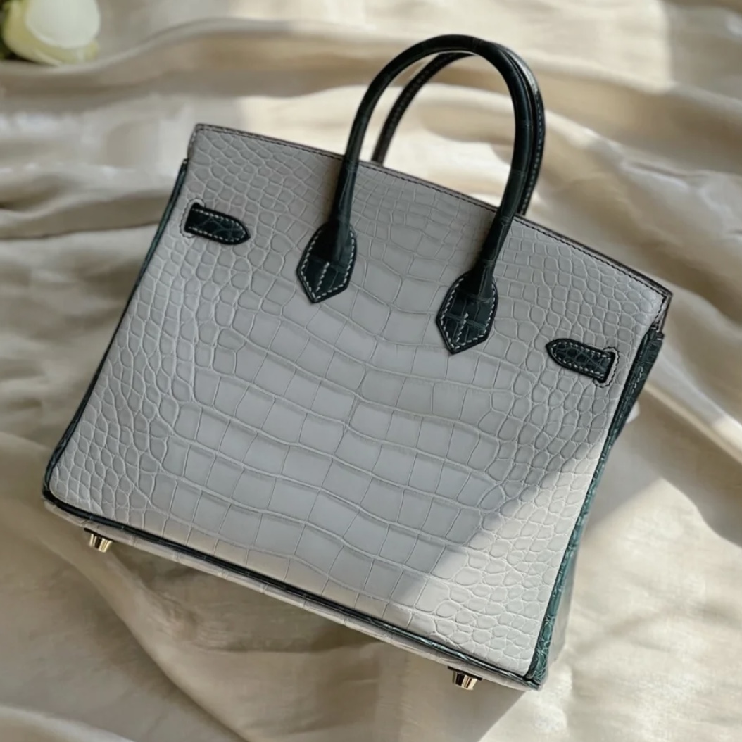 愛馬仕中國官方網站 Hermès Birkin 25cm HSS 80 Gris Perle+6O Vert Cypress 美洲鱷魚