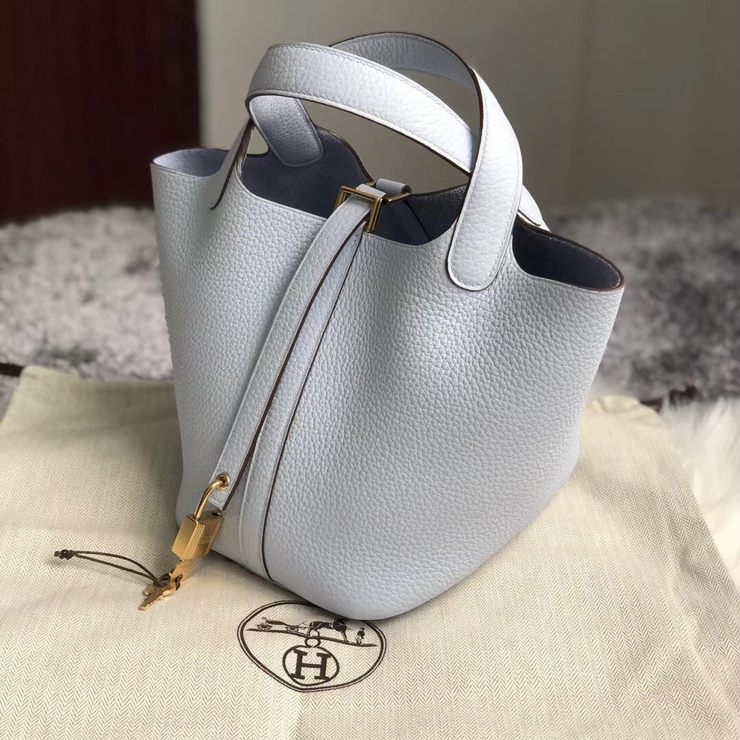 新加坡愛馬仕菜籃子 Hermès Picotin Lock 18cm T0 Blue Brume Clemence Stamp Y