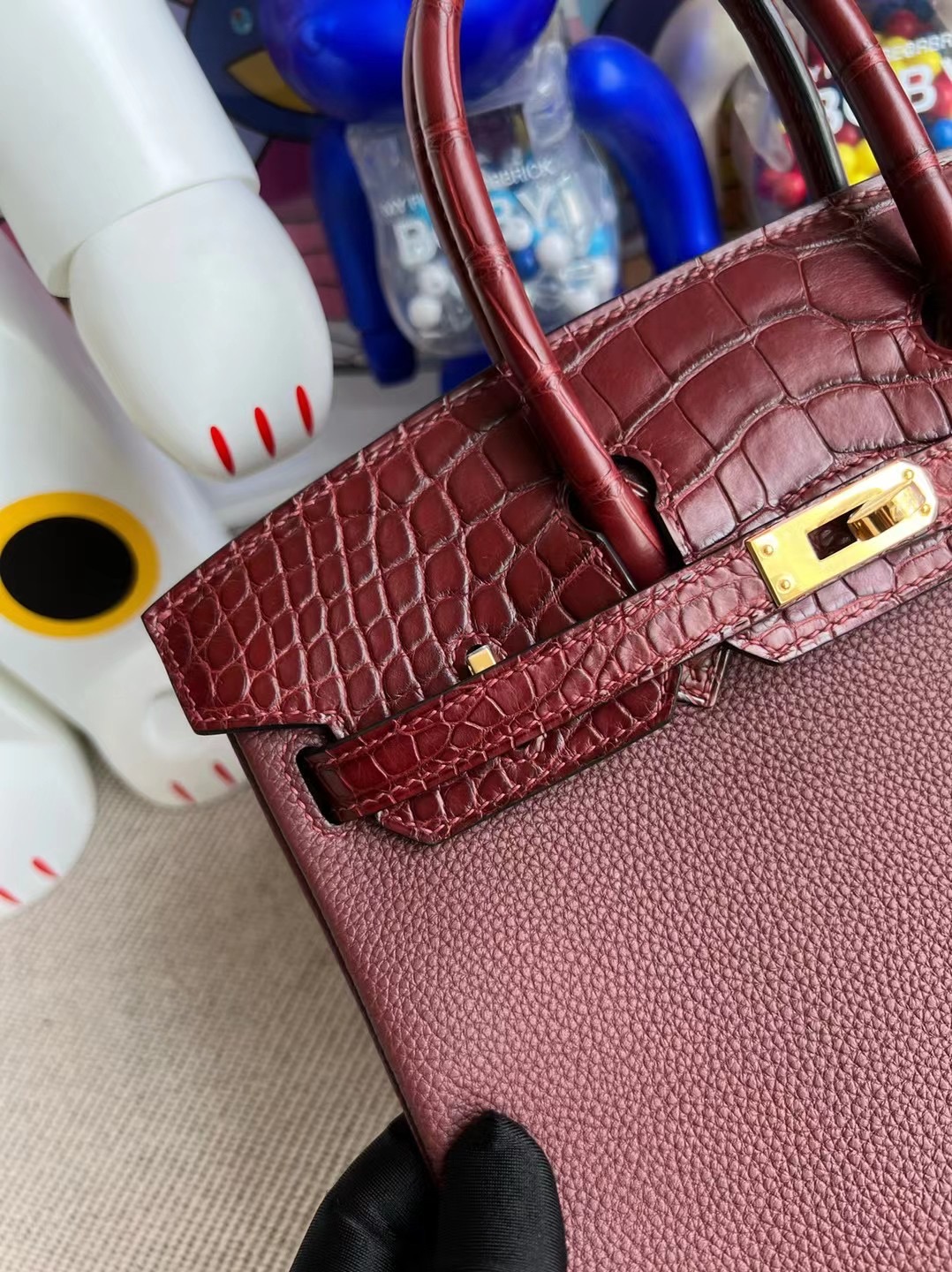 Hermès Birkin 25 Touch Togo拼Matte Alligator Crocodile 55 Rouge H Stamp U