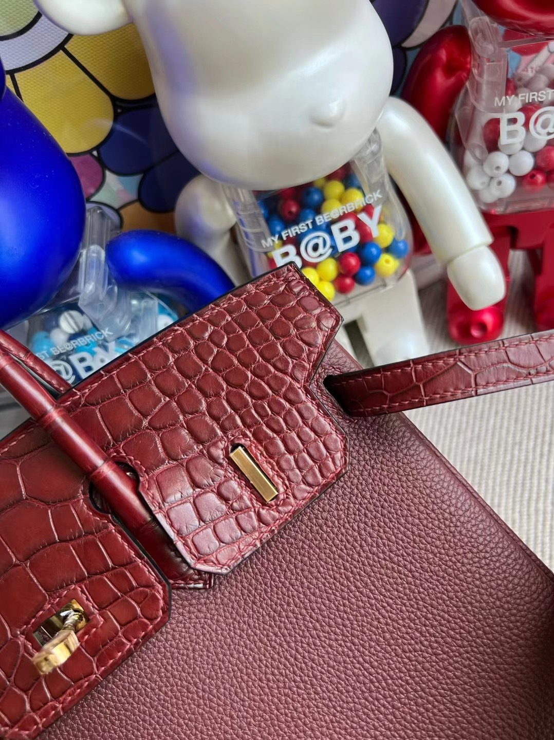 Hermès Birkin 25 Touch Togo拼Matte Alligator Crocodile 55 Rouge H Stamp U