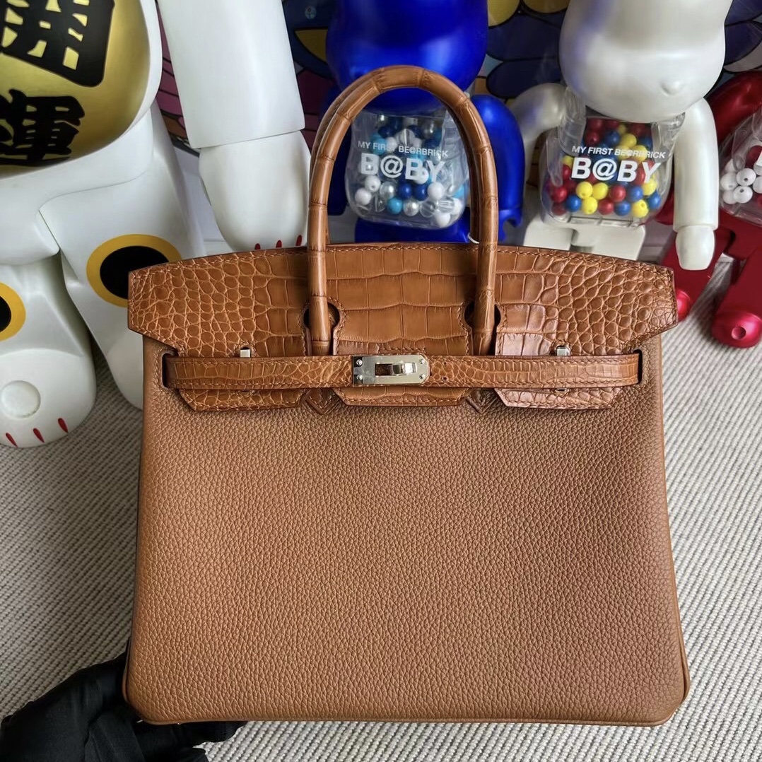 Hermès Birkin 25 Touch Togo拼 Matte Alligator Crocodile 37 Gold Stamp U