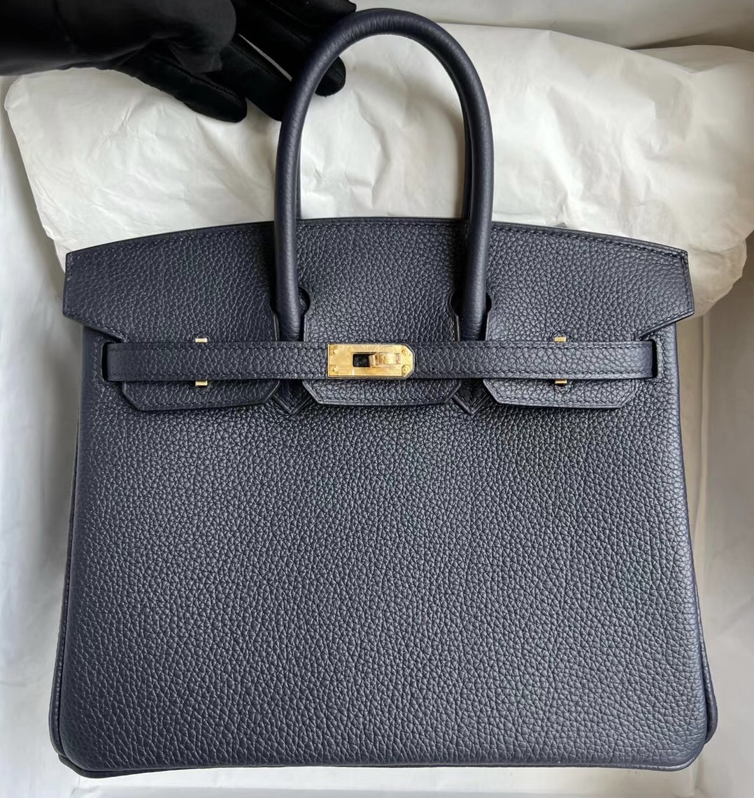 臺灣新北市愛馬仕鉑金包包 Hermès Birkin 25 Togo 2Z Blue nuit 午夜藍 金扣