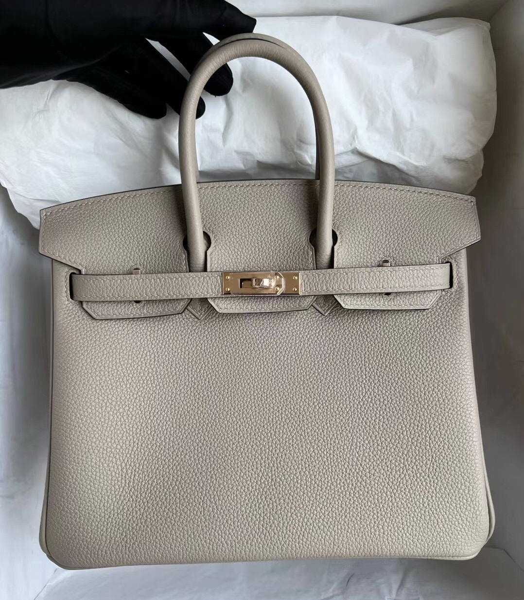 臺灣桃園市蘆竹區 Hermès Birkin 25 Togo S2 Trench 風衣灰 金扣