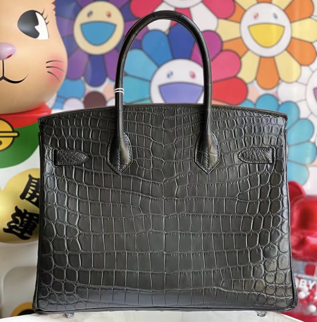 臺灣桃園市愛馬仕鉑金包包 Hermès Birkin 30 So Black 89 Noir 黑色 黑扣霧面尼羅鱷魚