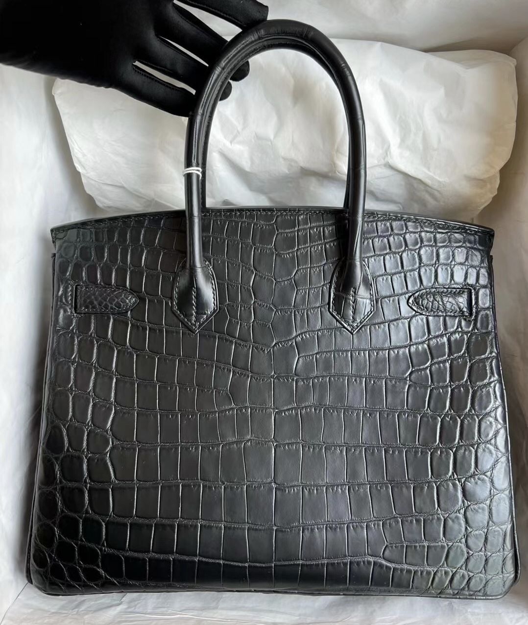 臺灣桃園市愛馬仕鉑金包包 Hermès Birkin 30 So Black 89 Noir 黑色 黑扣霧面尼羅鱷魚