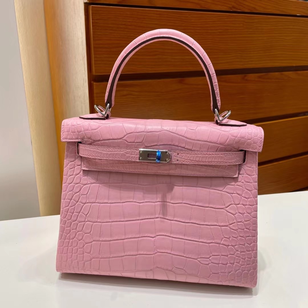 臺灣桃園市桃園區愛馬仕包包圖片 Hermès Kelly 25 櫻花粉 5P pink 霧面美洲鱷魚