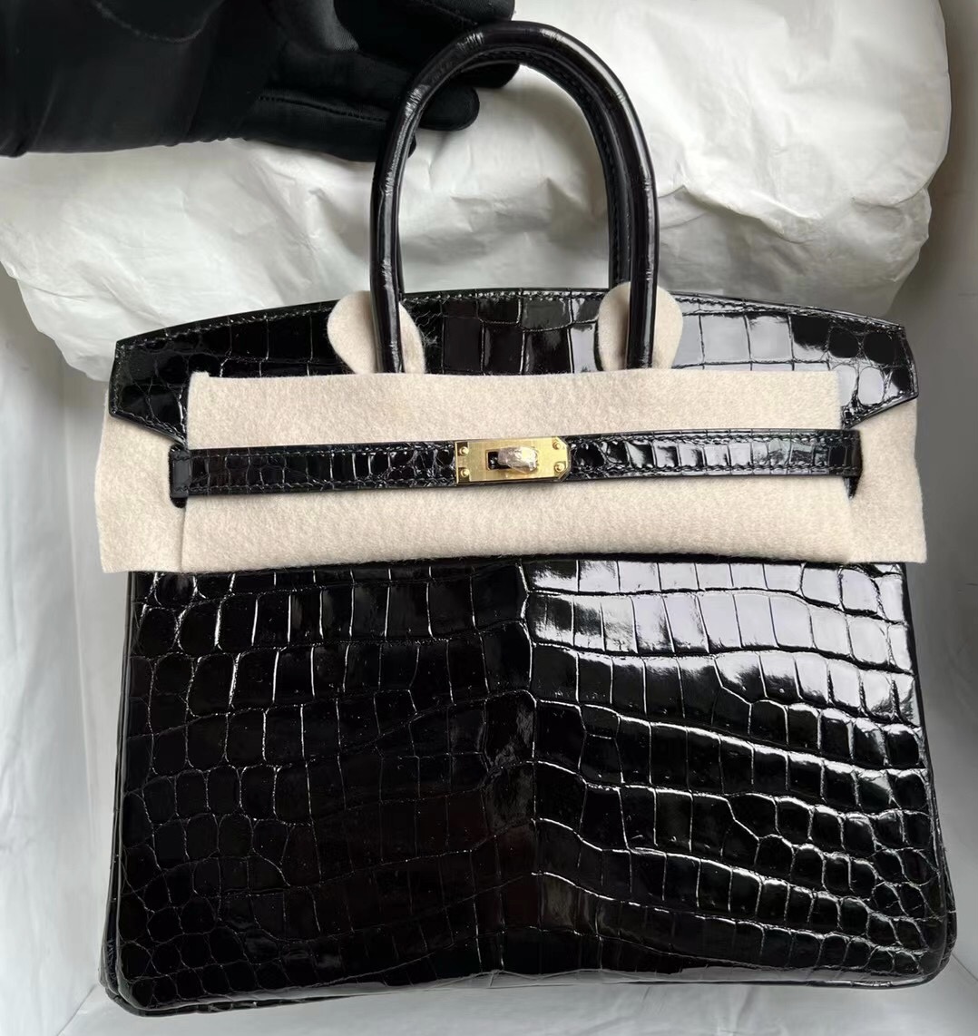 臺灣桃園市蘆竹 區愛馬仕鉑金包客訂出 Hermès Birkin 25 Noir 黑色金扣尼羅鱷魚