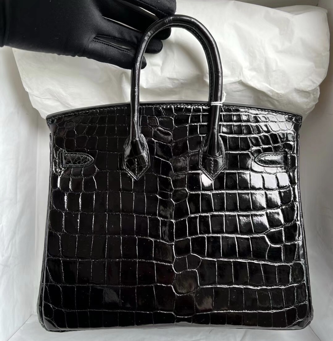 臺灣桃園市蘆竹 區愛馬仕鉑金包客訂出 Hermès Birkin 25 Noir 黑色金扣尼羅鱷魚