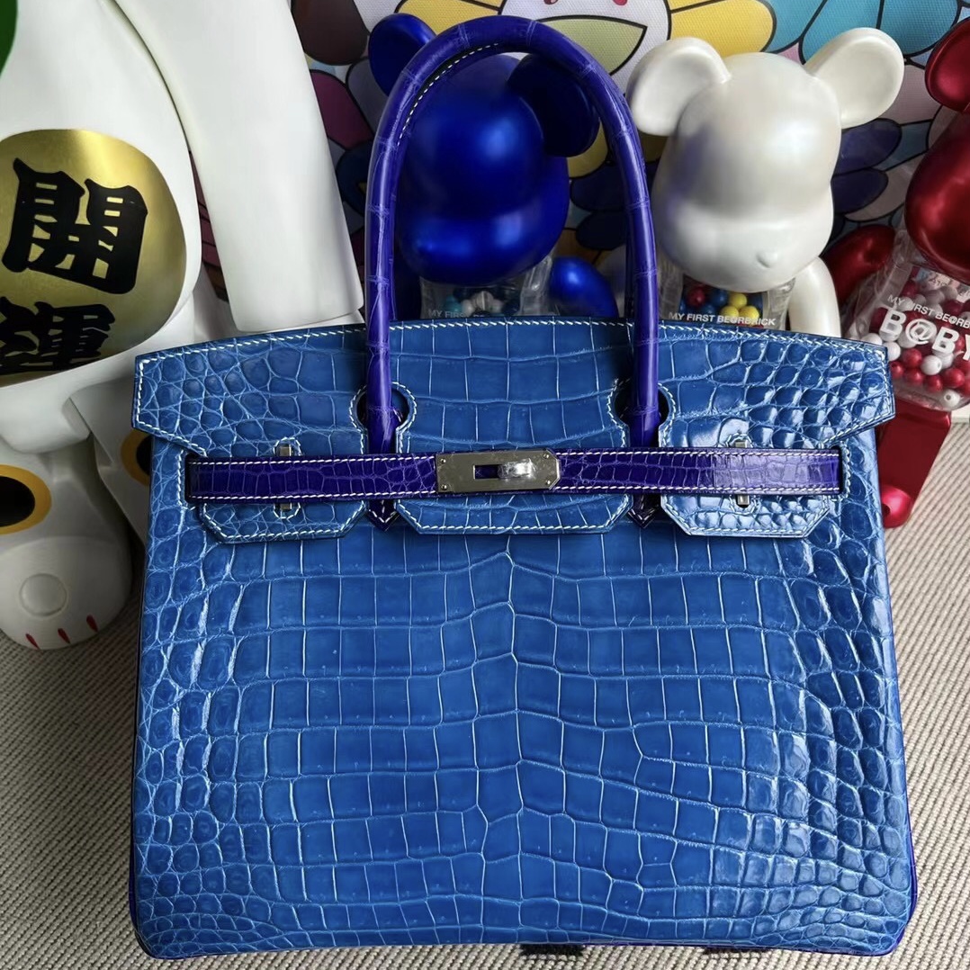 Hermès Birkin 30 HSS Nilo crocodile 7Q Blue Mykonos/7T blue electric 電光藍