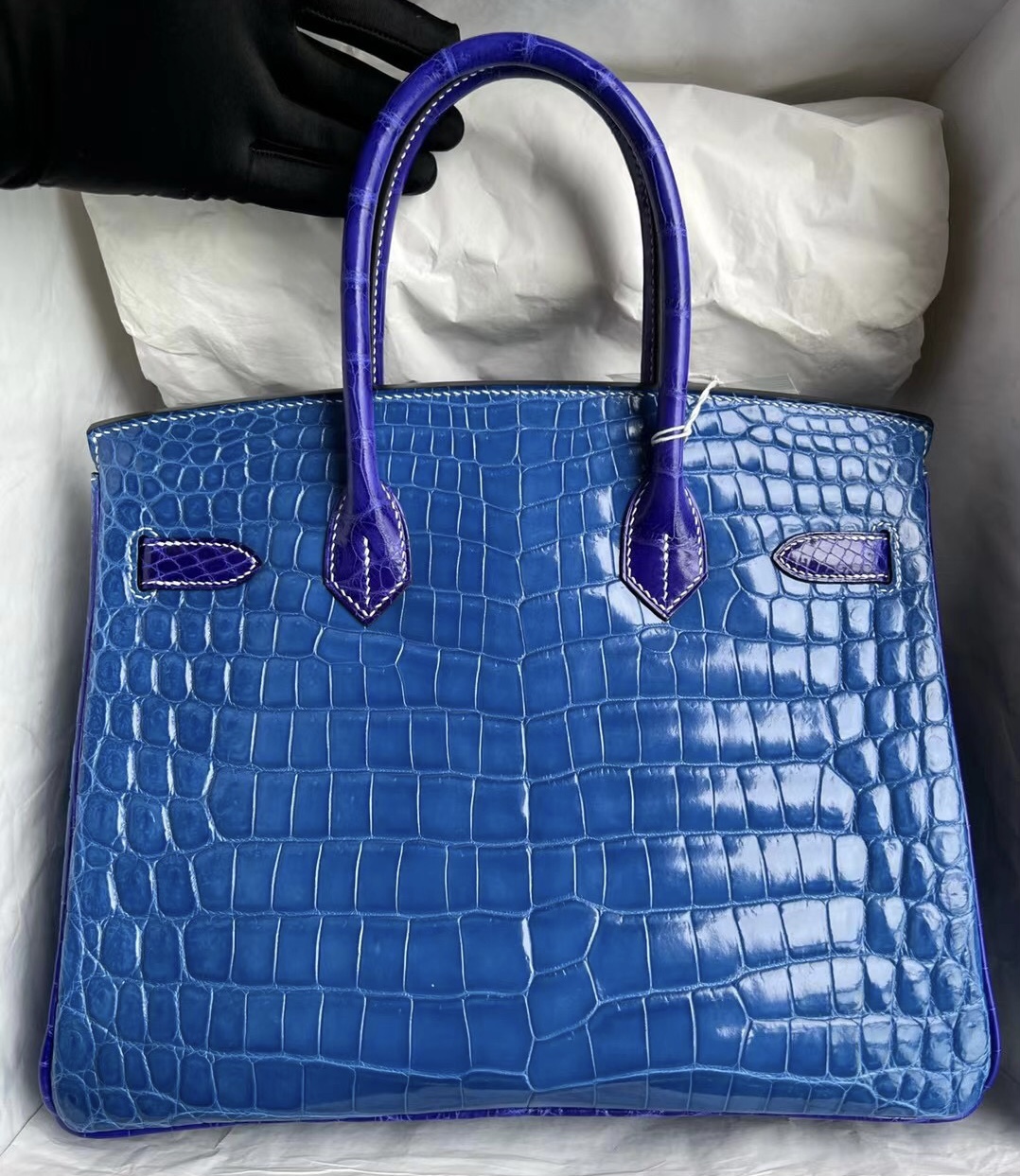 Hermès Birkin 30 HSS Nilo crocodile 7Q Blue Mykonos/7T blue electric 電光藍