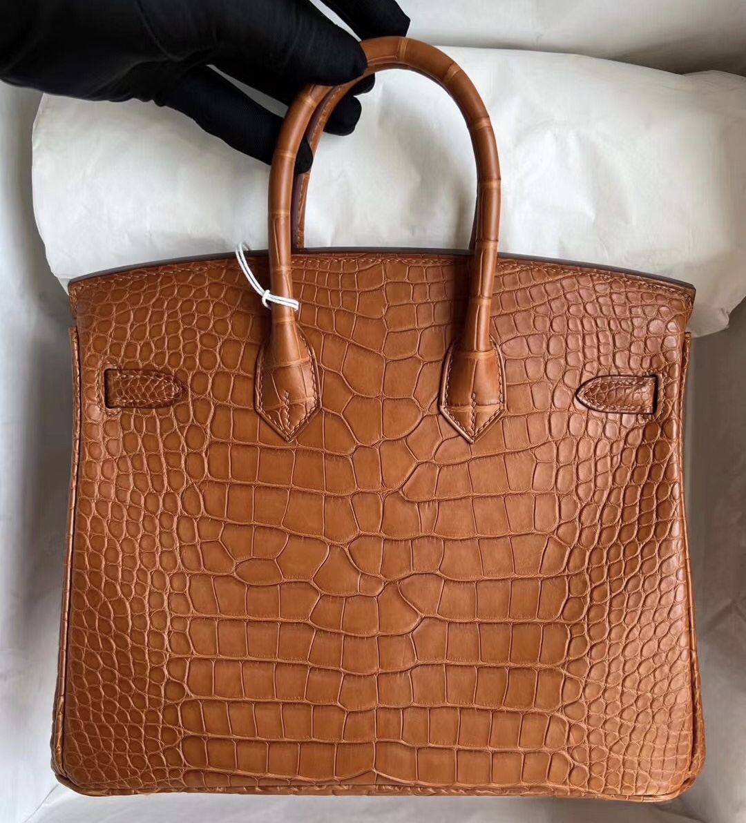 Hermès 2022 Stamp U Birkin 25 Matte Alligator Crocodile 37 Gold 金棕色