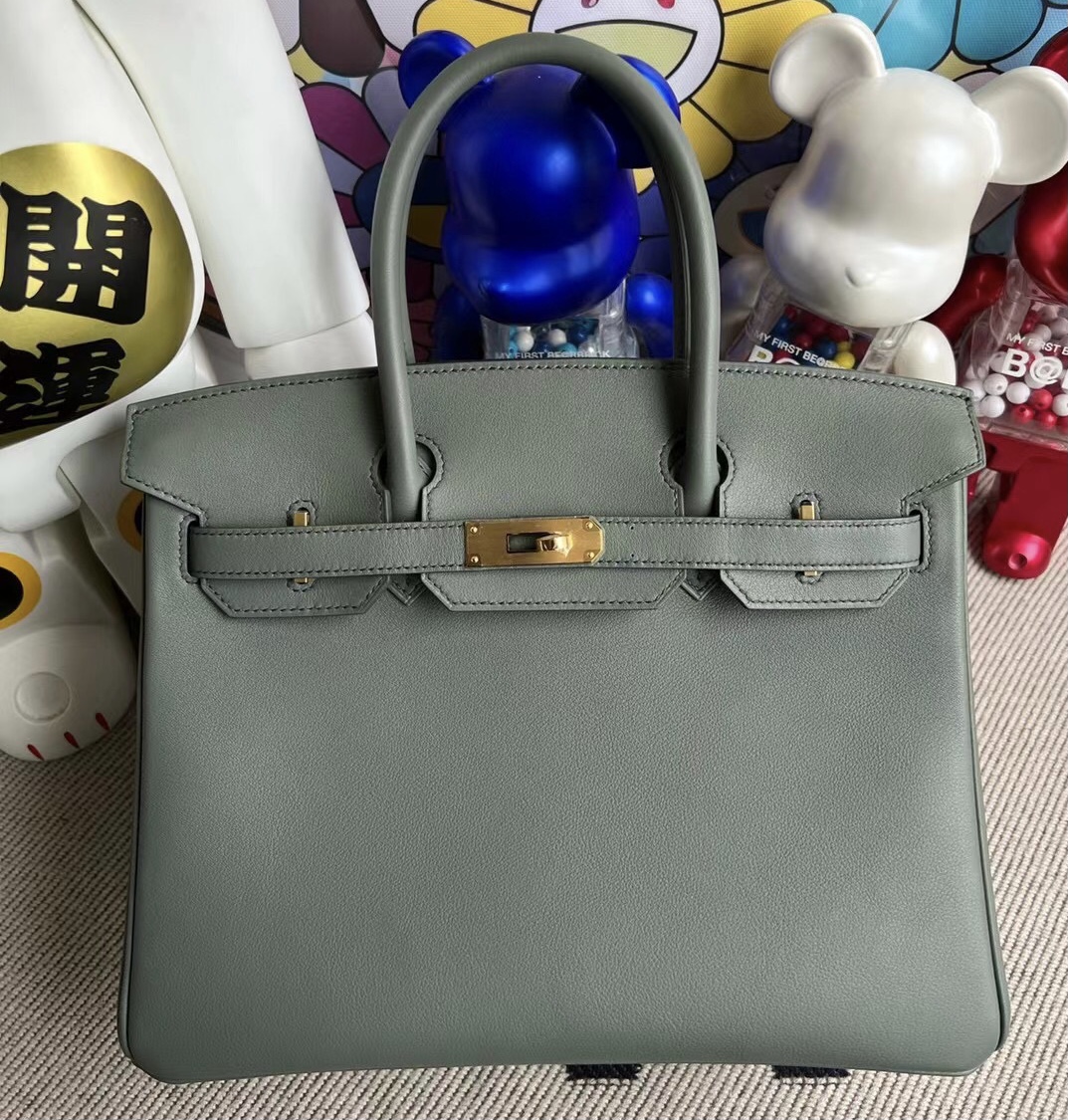 愛馬仕鉑金包30價格 Hermès Birkin 30 Swift 63 Vert Amande 杏綠色 金扣