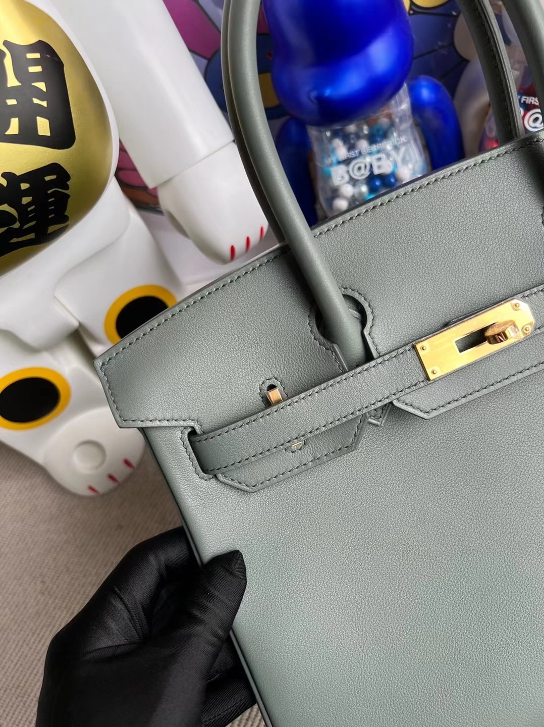 愛馬仕鉑金包30價格 Hermès Birkin 30 Swift 63 Vert Amande 杏綠色 金扣