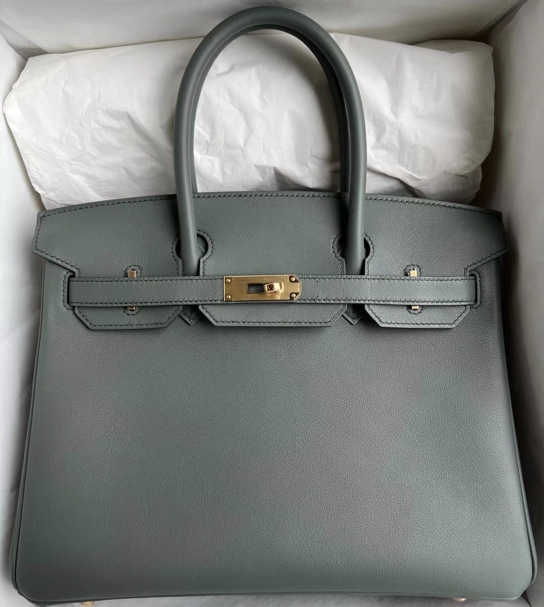 愛馬仕鉑金包30價格 Hermès Birkin 30 Swift 63 Vert Amande 杏綠色 金扣