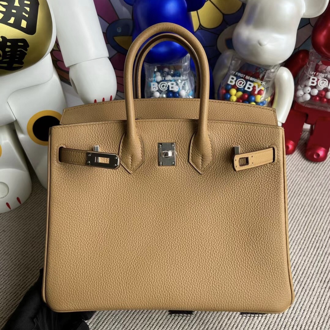 愛馬仕鉑金包25價格 Hermès Birkin 25cm Togo 4B Biscuit 餅幹色 銀扣