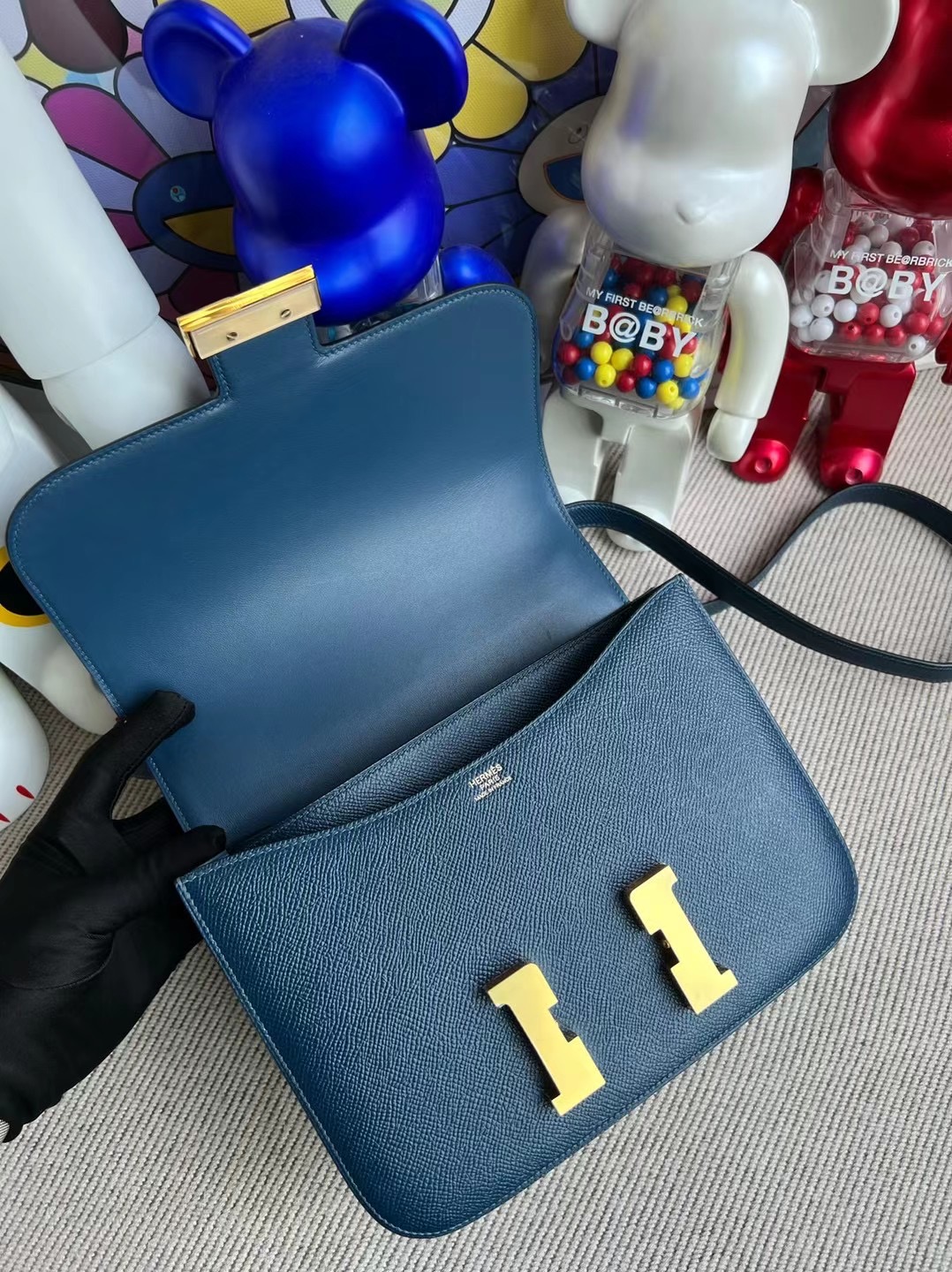 愛馬仕官網包包圖片 Hermès Constance 24 Epsom S4 Deep Blue 深邃藍 金扣