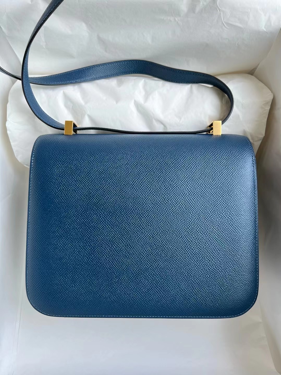 愛馬仕官網包包圖片 Hermès Constance 24 Epsom S4 Deep Blue 深邃藍 金扣