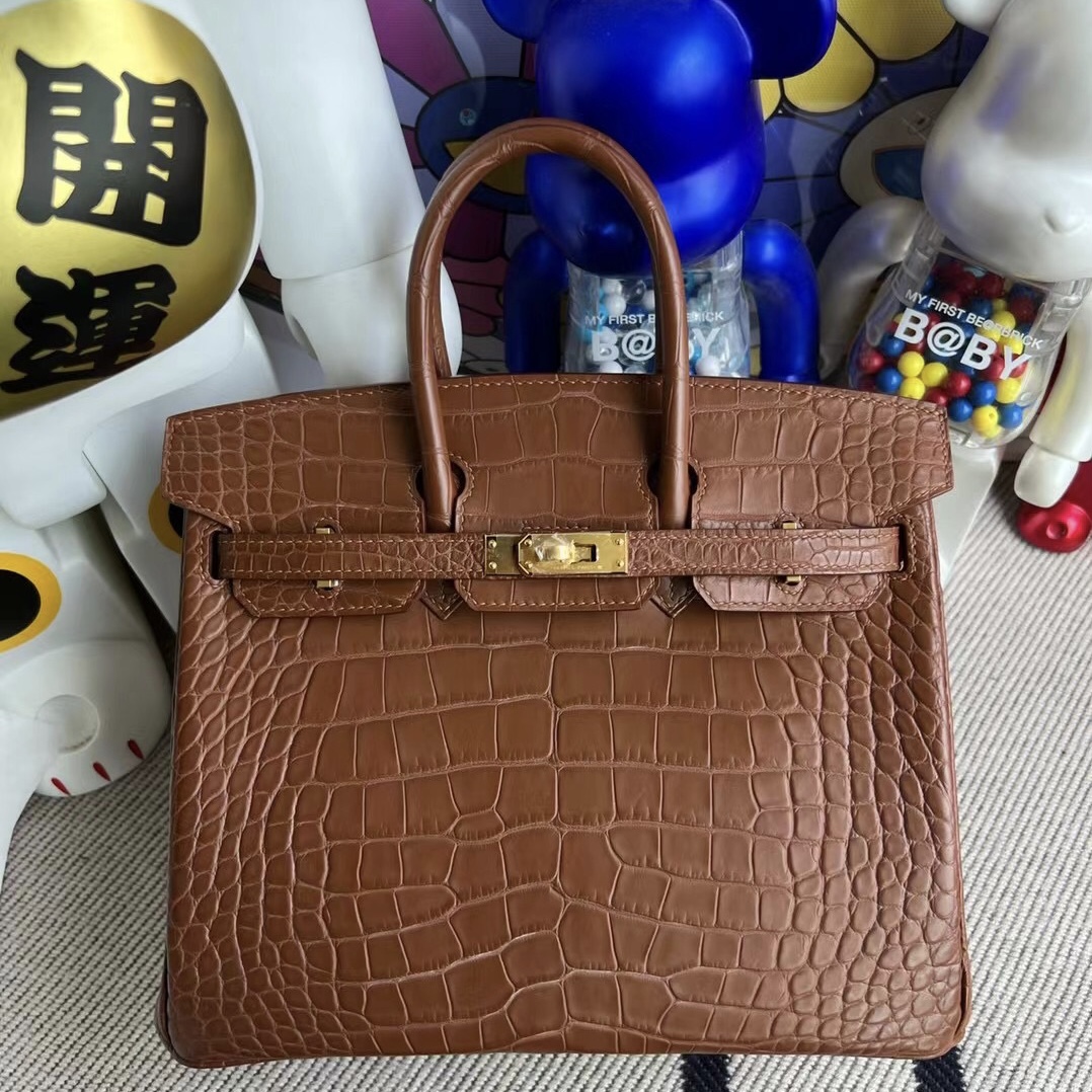 Hermès Birkin 25cm 霧面美洲鱷魚 Matte Alligator Crocodile 37 Gold 金棕色 金扣