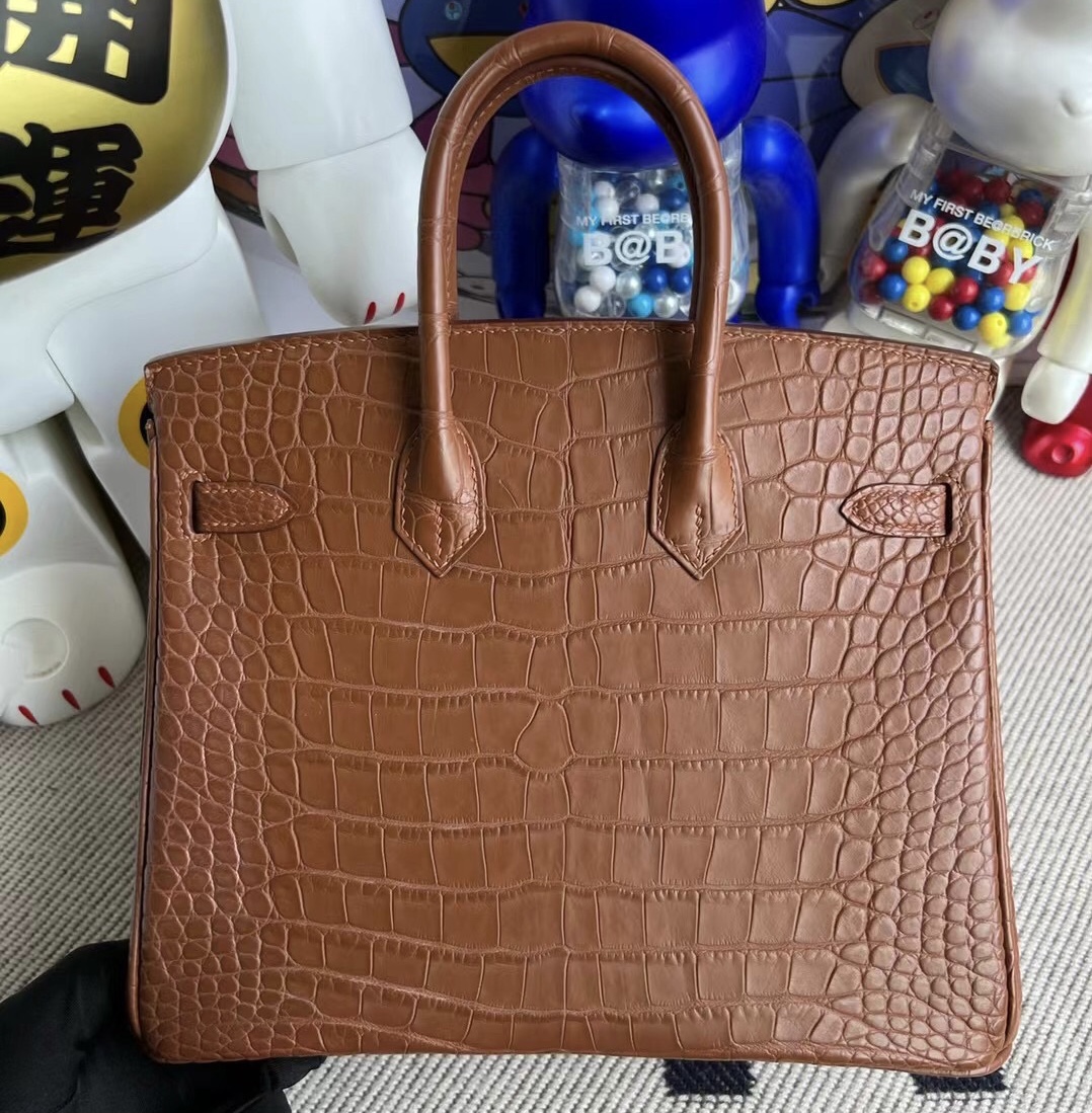 Hermès Birkin 25cm 霧面美洲鱷魚 Matte Alligator Crocodile 37 Gold 金棕色 金扣