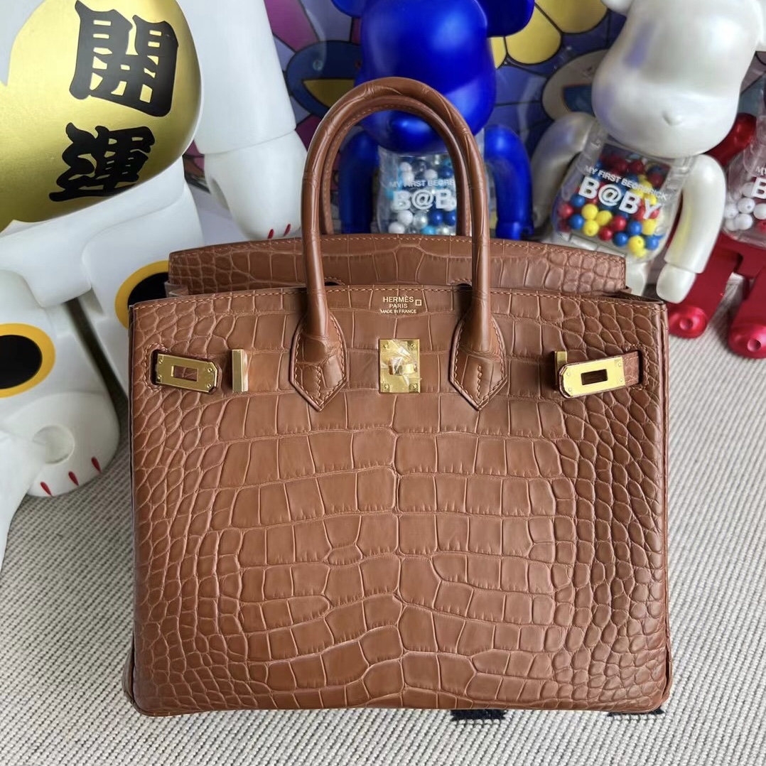 Hermès Birkin 25cm 霧面美洲鱷魚 Matte Alligator Crocodile 37 Gold 金棕色 金扣