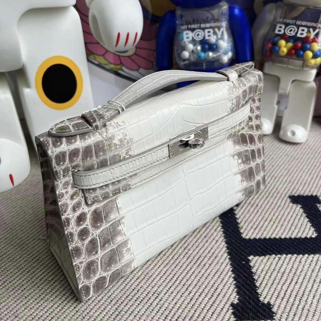 Hermès Mini Kelly Pochette 喜馬拉雅 CK01 BLANC Himalayan Crocodile