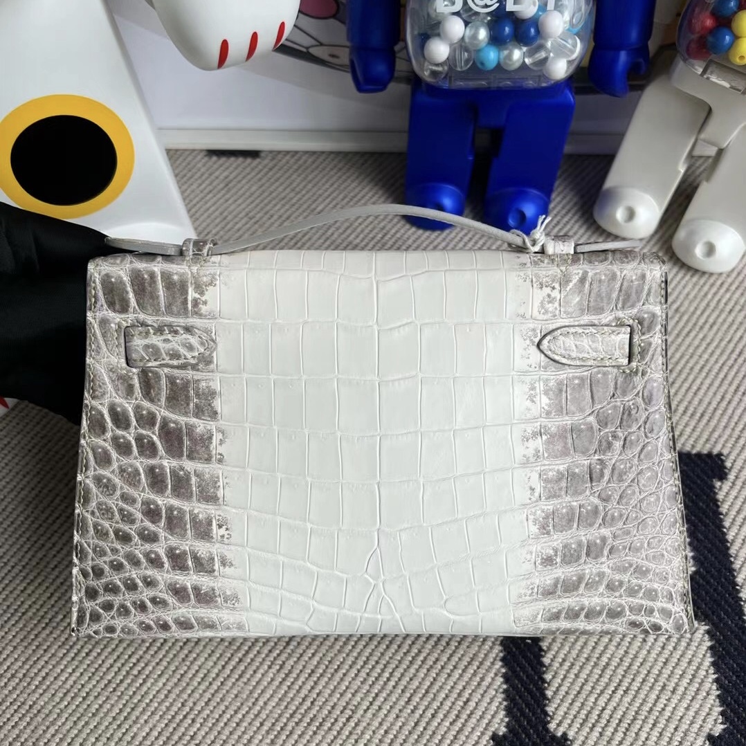 Hermès Mini Kelly Pochette 喜馬拉雅 CK01 BLANC Himalayan Crocodile