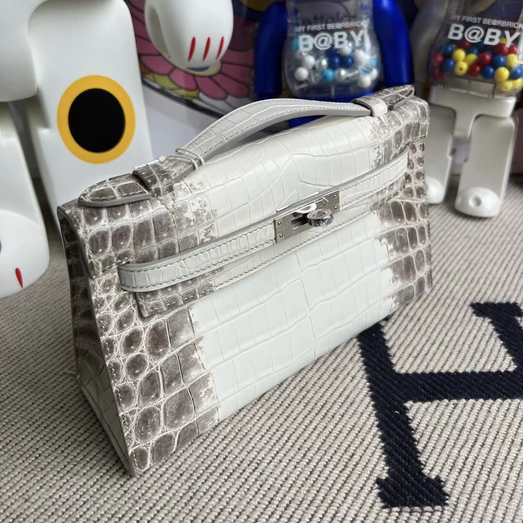 Hermès Mini Kelly Pochette 喜馬拉雅 CK01 BLANC Himalayan Crocodile