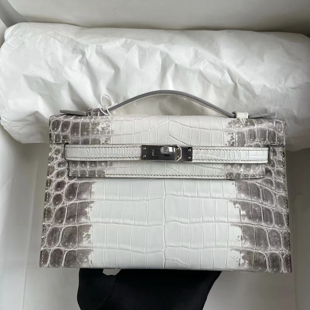 Hermès Mini Kelly Pochette 喜馬拉雅 CK01 BLANC Himalayan Crocodile