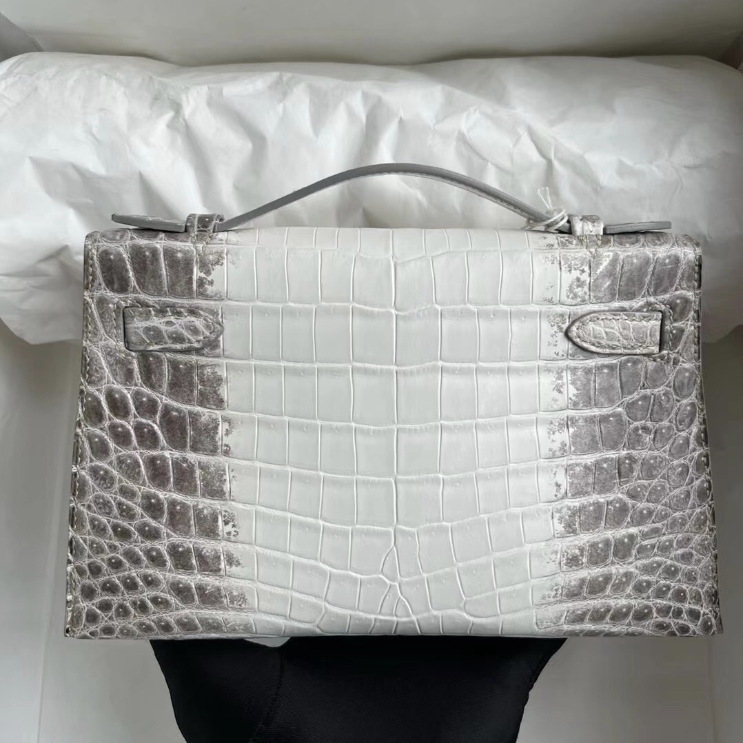 Hermès Mini Kelly Pochette 喜馬拉雅 CK01 BLANC Himalayan Crocodile