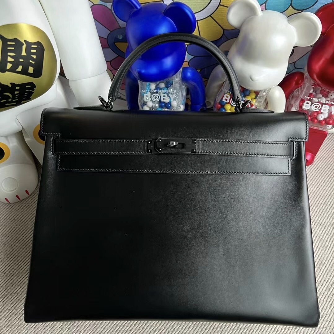 臺灣桃園市蘆竹區 愛馬仕包包 Hermès Kelly 35 Box so black Noir 黑色黑扣