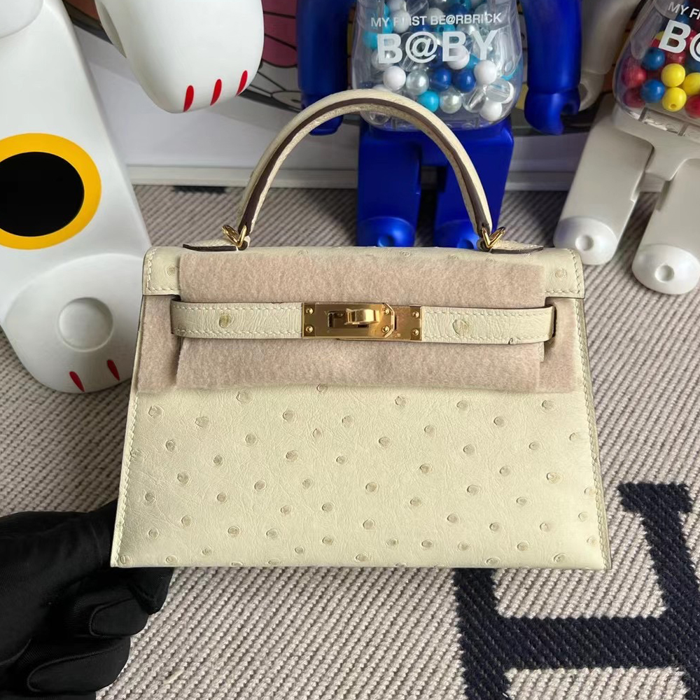 臺灣桃園市蘆竹區 愛馬仕包包 Hermès Kelly Mini II 2代 Ostrich 3C羊毛白金扣