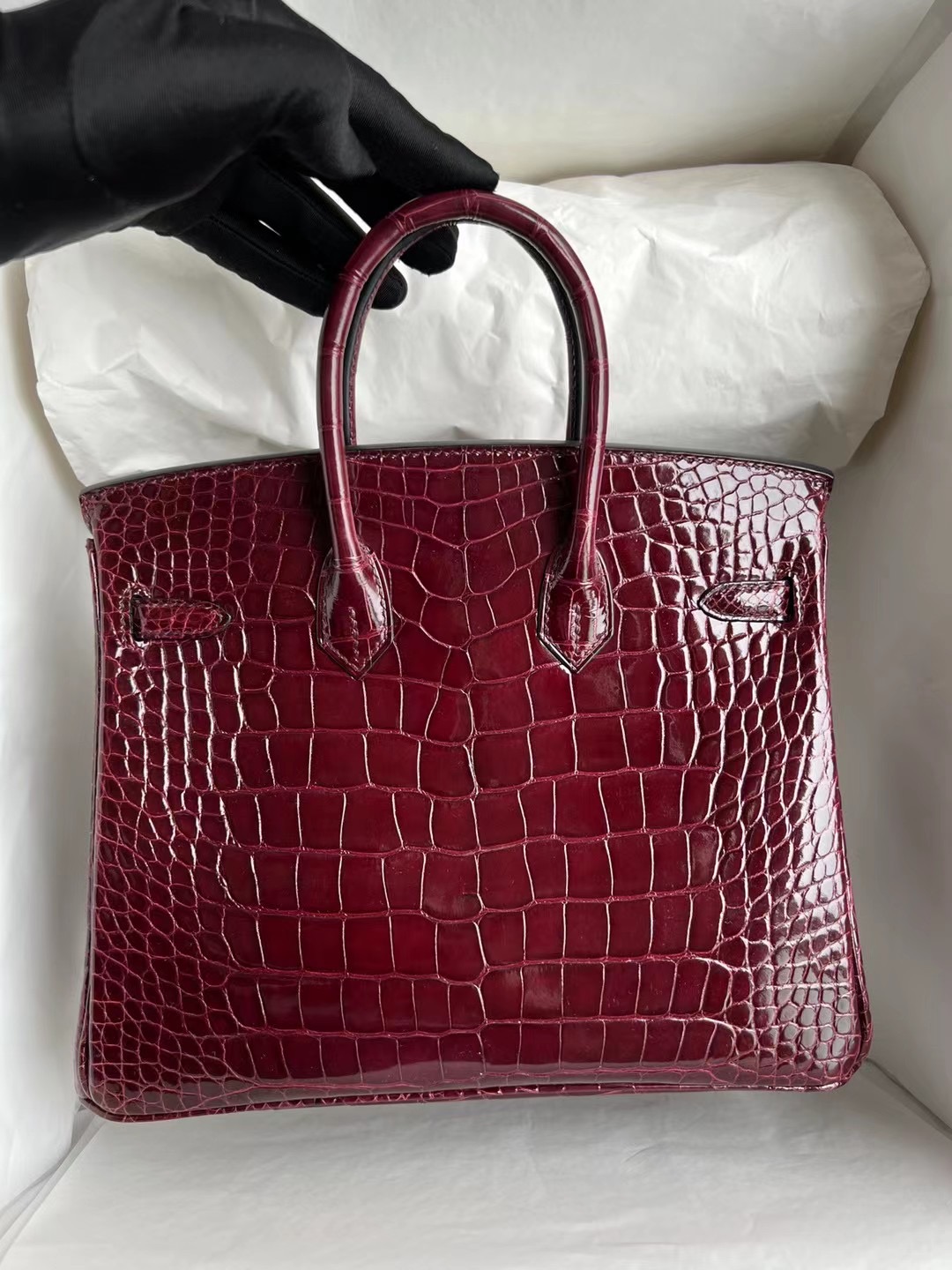 臺灣桃園市愛馬仕包多少錢 Hermès Birkin 25 波爾多酒紅 Bordeaux 美洲鱷魚金扣