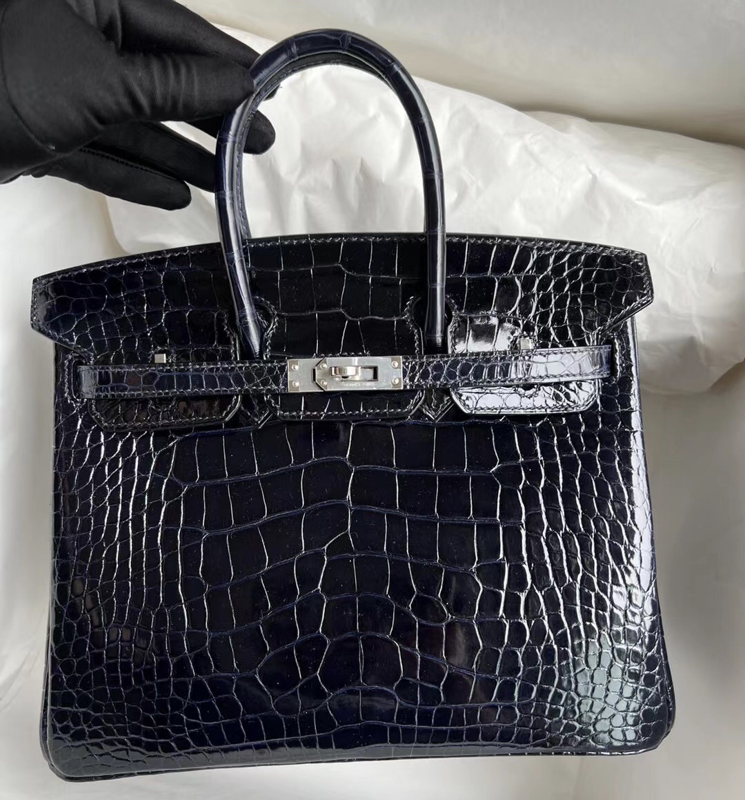 臺灣高雄市阿蓮區 愛馬仕包 Hermès Birkin 25 寶石藍 Blue Sapphire 美洲鱷魚