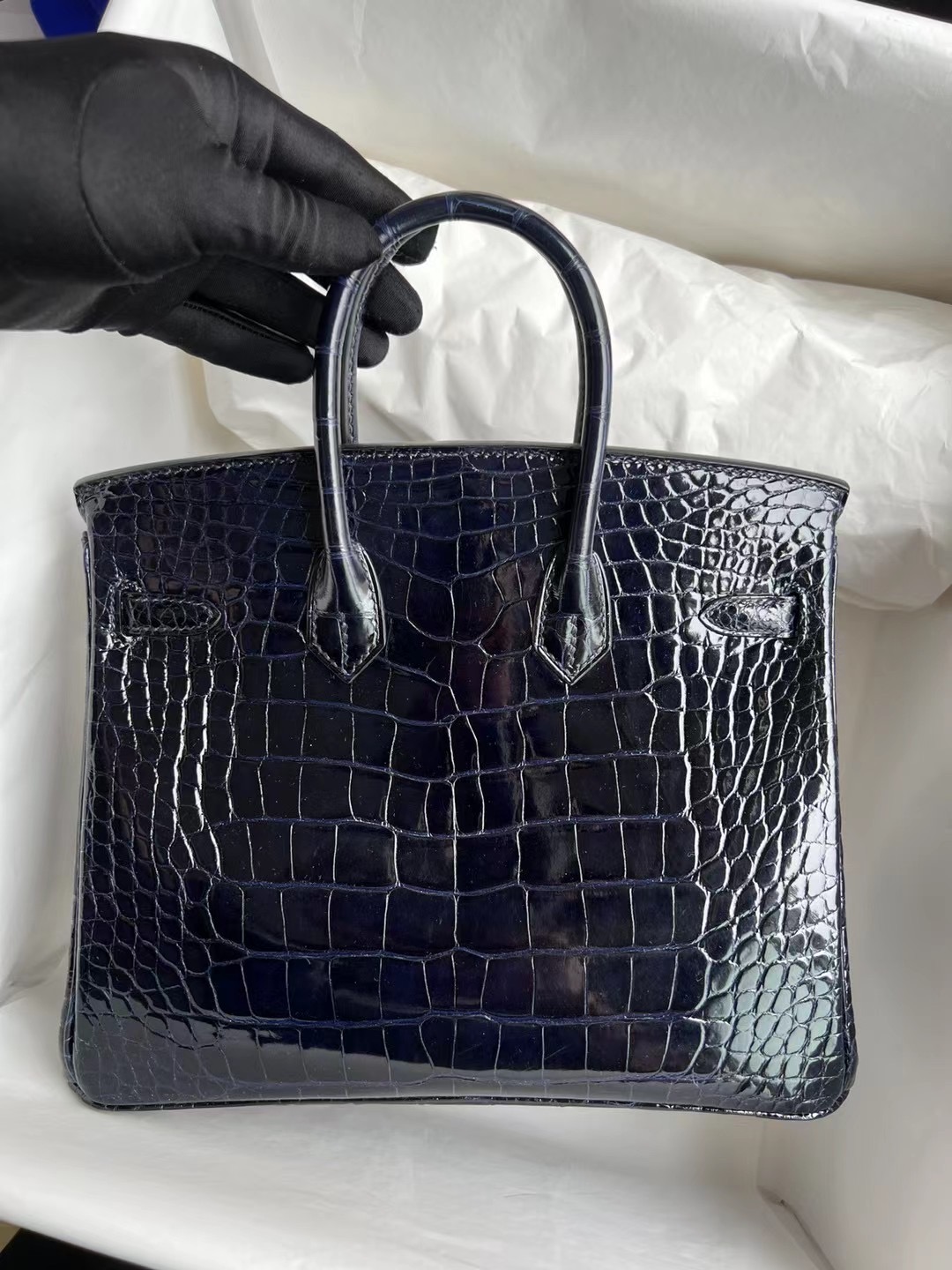 臺灣高雄市阿蓮區 愛馬仕包 Hermès Birkin 25 寶石藍 Blue Sapphire 美洲鱷魚