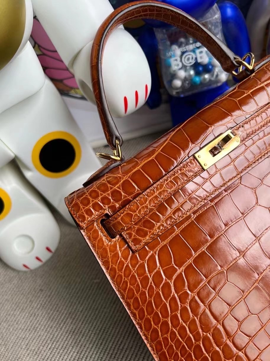 愛馬仕包包 Hermès Kelly 25 Mississippiensis Alligator 31 Miel GHW