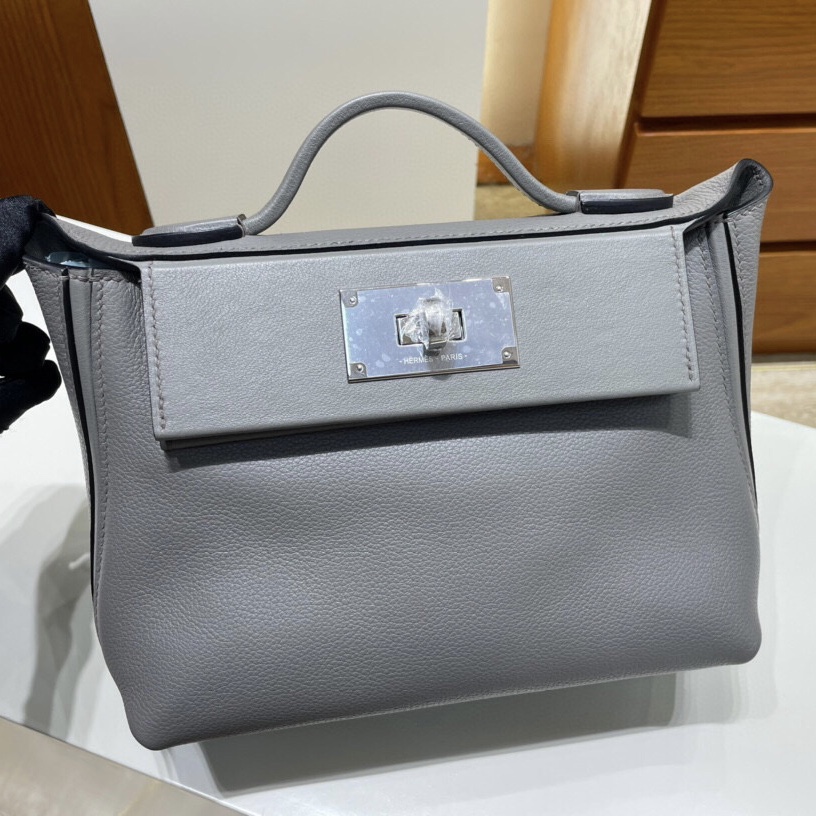 Hermès kelly 24/24 Mini Evercolor 0L Gris Meyer 積雨雲灰 銀扣 全手工蜜蠟線縫制