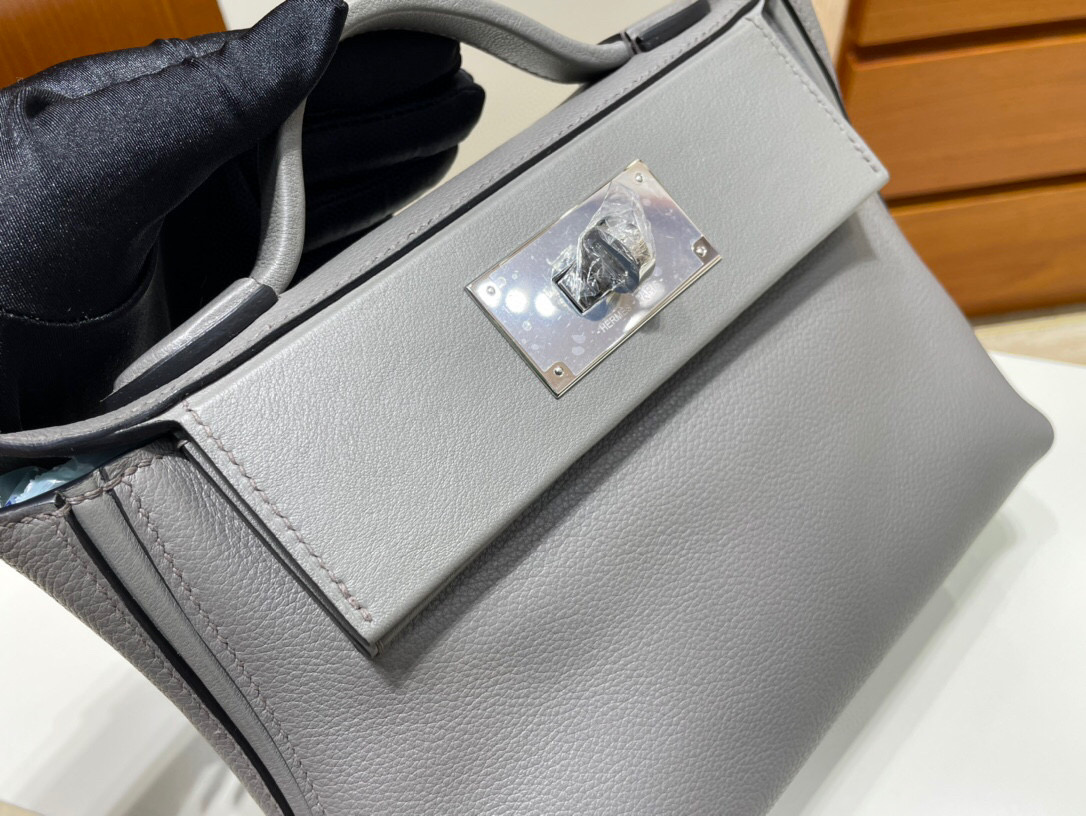 Hermès kelly 24/24 Mini Evercolor 0L Gris Meyer 積雨雲灰 銀扣 全手工蜜蠟線縫制