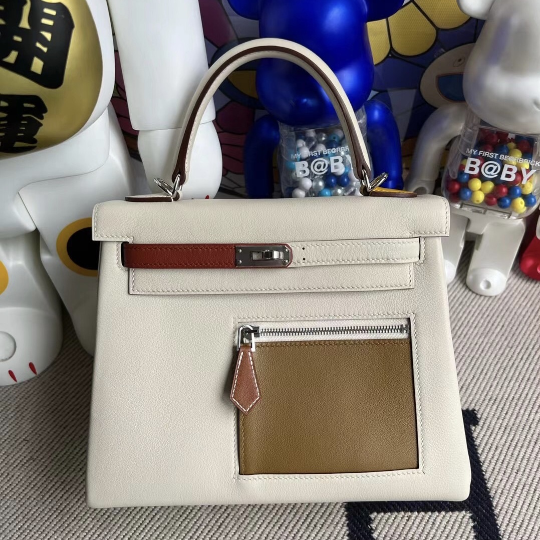 Hermès Kelly 25 Colormatic 口袋 i2 Nata 奶油白 銀扣 全手工蜜蠟線縫制