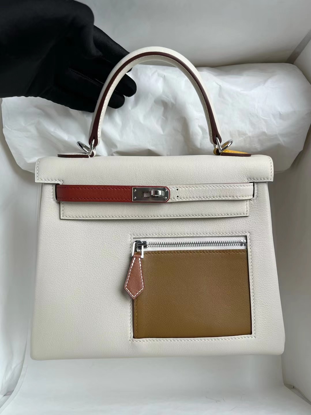 Hermès Kelly 25 Colormatic 口袋 i2 Nata 奶油白 銀扣 全手工蜜蠟線縫制