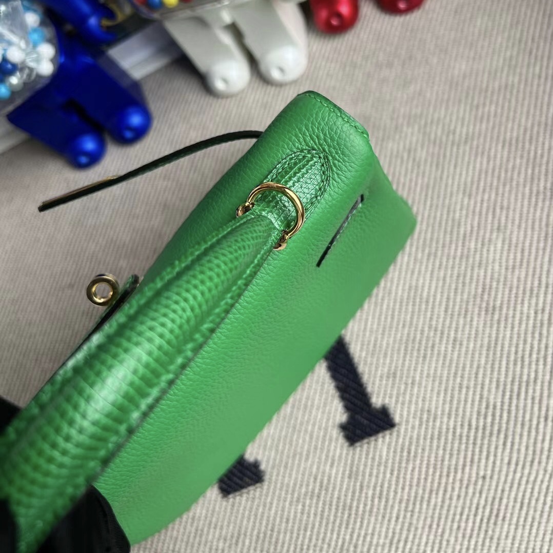 Hermès Kelly 25 Touch Togo/Lizard 1K bambou 竹子綠金扣全手工蜜蠟線縫制