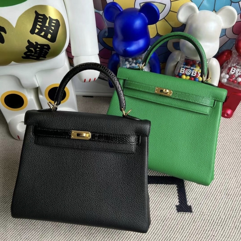 Indonesia Herm s Kelly 25 Touch Togo Lizard 89 Noir 1K Bambou GHW Herm s Birkin Kelly Constance 