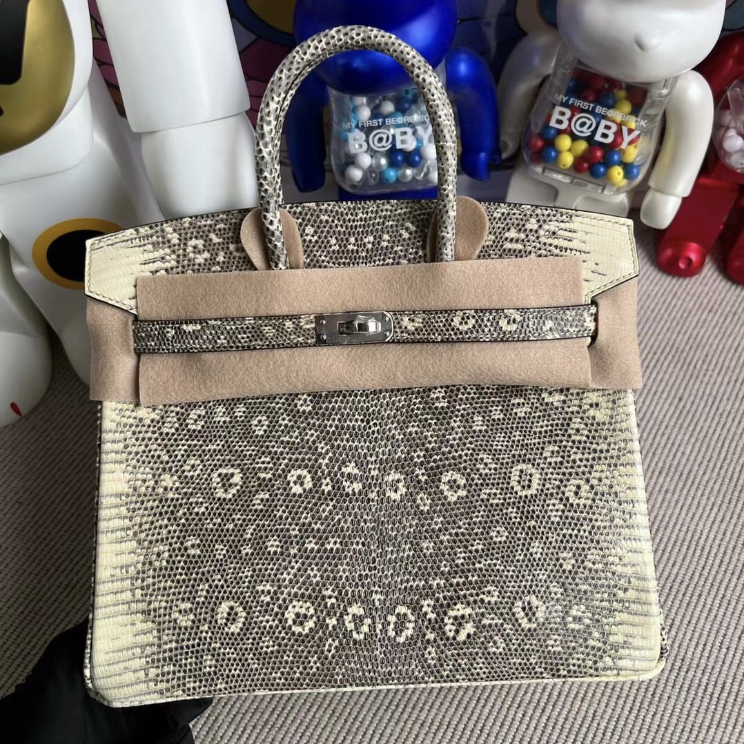 臺灣愛馬仕包包網站 Hermès Birkin 25cm Stamp U Lizard 進口蜥蜴皮 自然色 雪花色